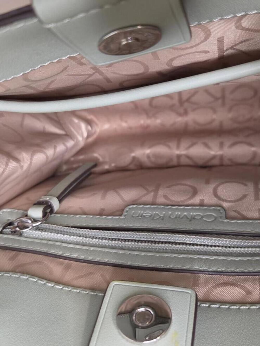 Calvin Klein Audrey Signature Crossbody Mini Tote Sage and Khaki - Picture 5 of 13